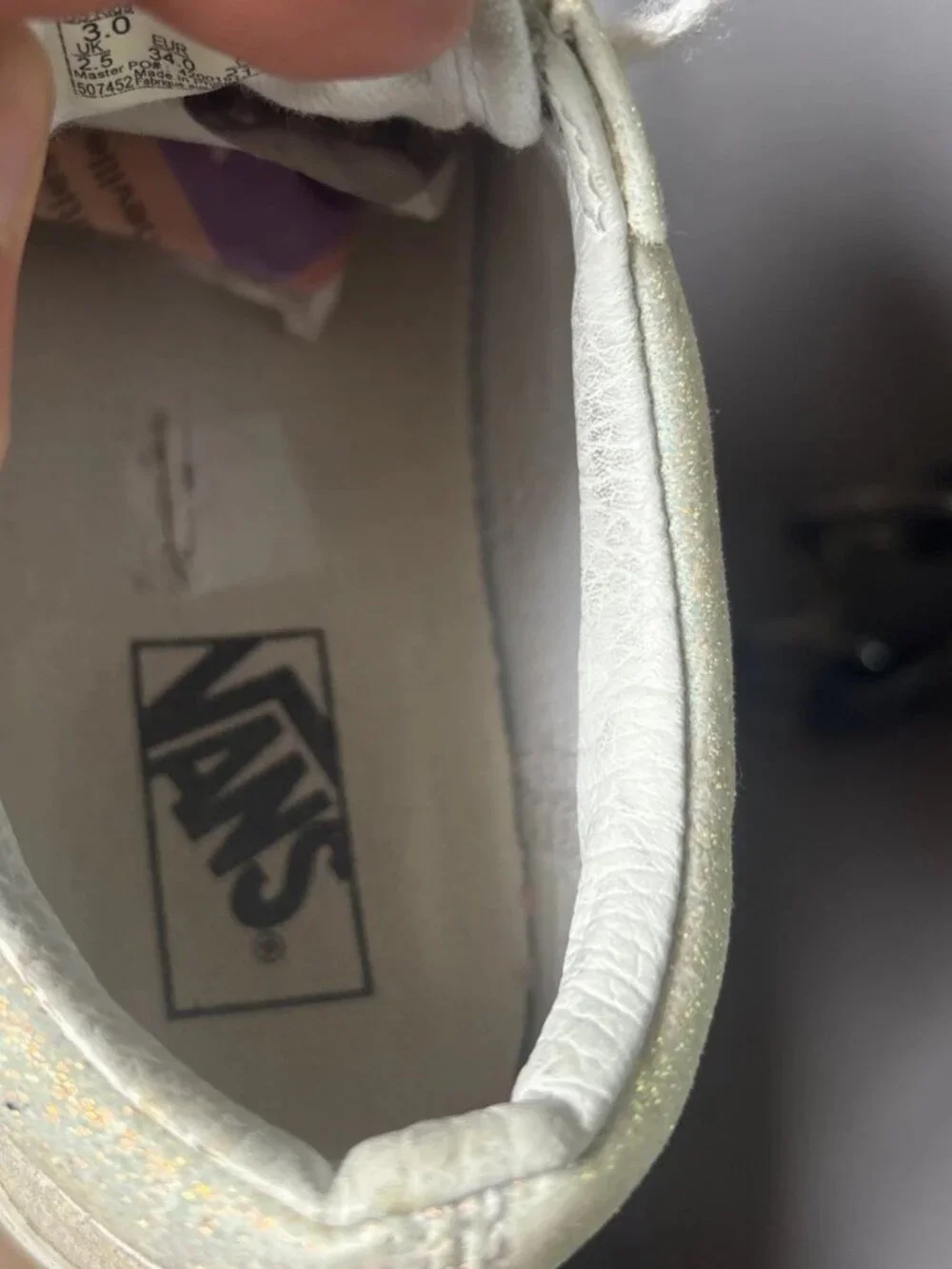 Vans Off the Wall Youth Shoe Size 3 Glitter Sparkle Skater Skateboard